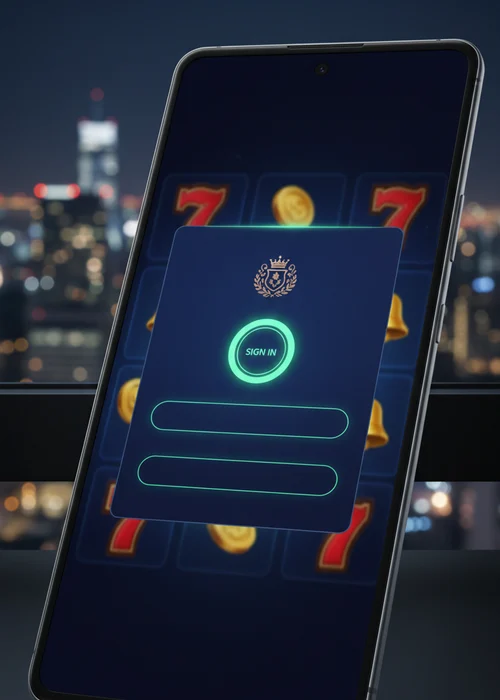 Secure login page interface for Ozone Casino showing email and password fields with a vibrant background.